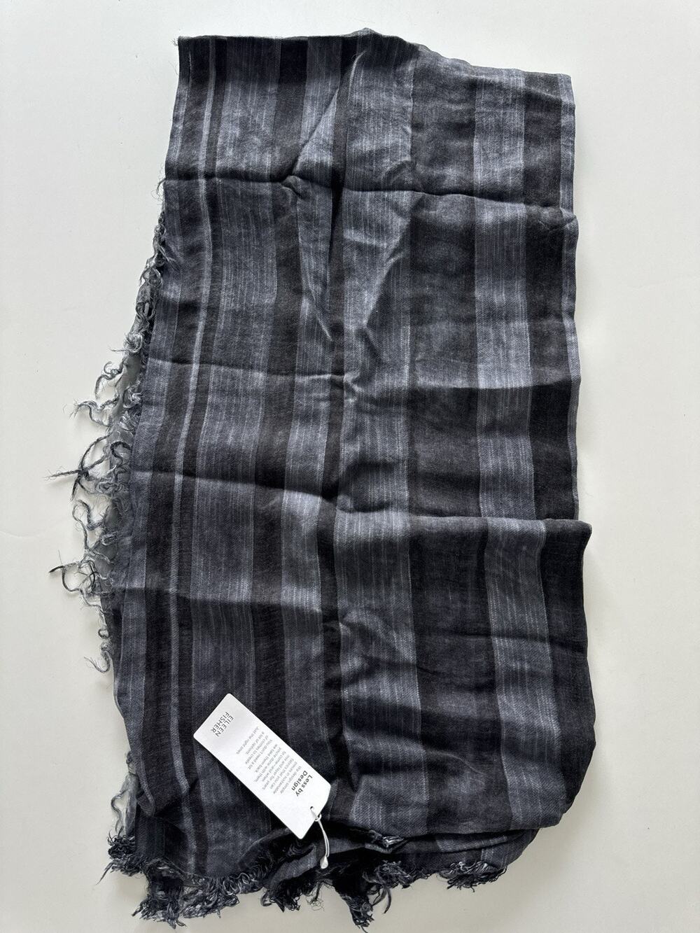 Eileen Fisher Ocean Scarf Striped Fringe OS/TU